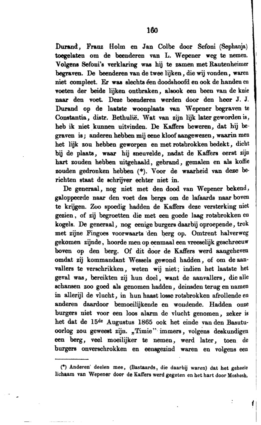 Page 160 of Hofstede's history, naming Jan Colbe among the men who recovered Louw Wepener's bones.