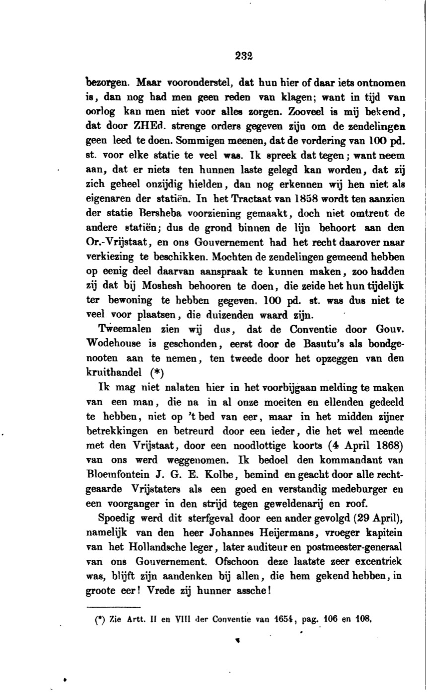 Page 232 of Hofstede's history, mourning Commandant J. G. E. Kolbe by name.